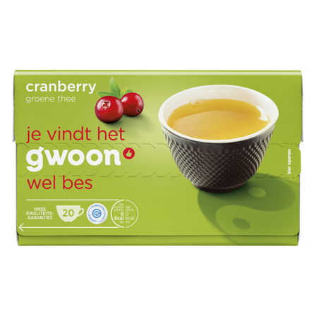 g'woon Cranberry Groene Thee 20 x