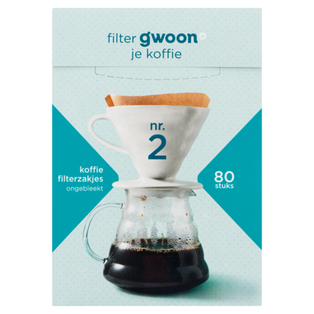 g'woon Koffie Filterzakjes Ongebleekt Nr. 2 80 Stuks