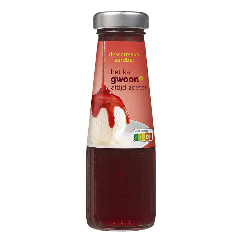 G'woon dessertsaus aardbei 245gr.