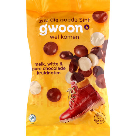 g'woon Puur, Melk en Witte Chocolade Kruidnoten 300 g