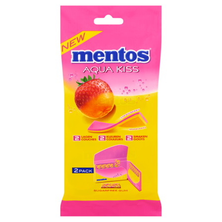 Mentos Gum Aqua Kiss Strawberry Mandarin 2-Pack 2 x 26 g