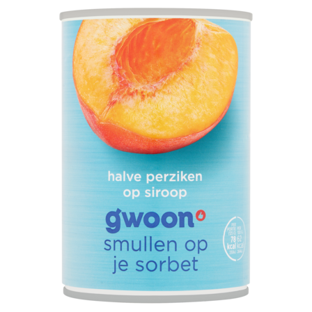 g'woon Halve Perziken op Siroop 410 g