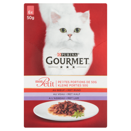 Gourmet Mon Petit met Rund, Kalf, Lam Kattenvoer Nat 6 x 50 g