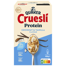Quaker Cruesli protein coconut & vanilla flavour