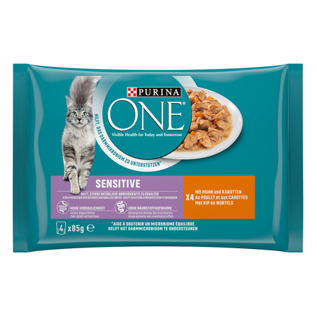 Purina One Sensitive mini-filets in jus met tonijn en wortel
