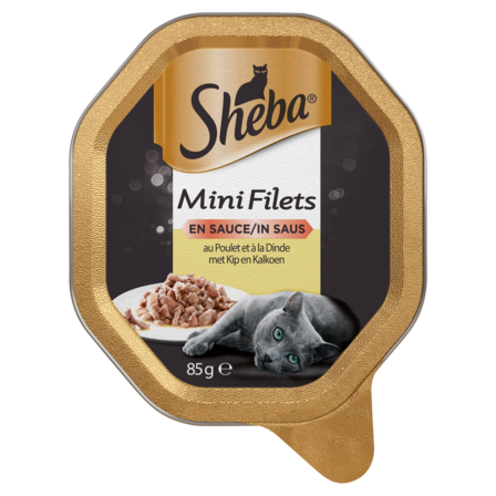 Sheba Mini Filets Saus-Kip-Kalkoen