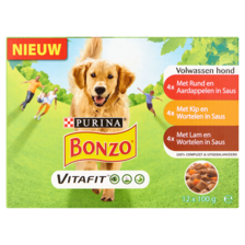 Bonzo Adult Maaltijdzakjes rund, kip en lam