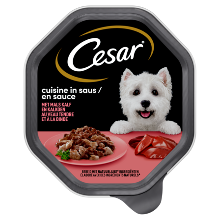 Cesar Cuisine Maaltijdkuipje - Kalf & Kalkoen in Saus - Hondenvoer - 150 g