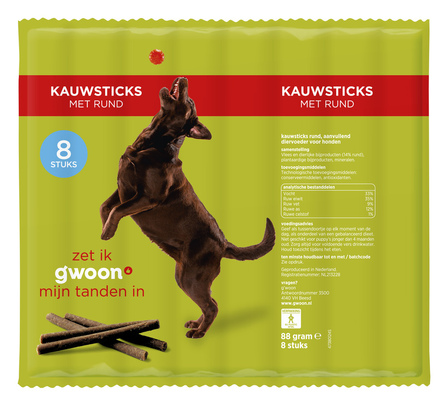 G'woon Kauwsticks Hond Rund