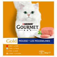 Gourmet Gold Mousse Selectie met Tonijn, Lever, Kalkoen & Rund Kattenvoer Nat 8 x 85 g