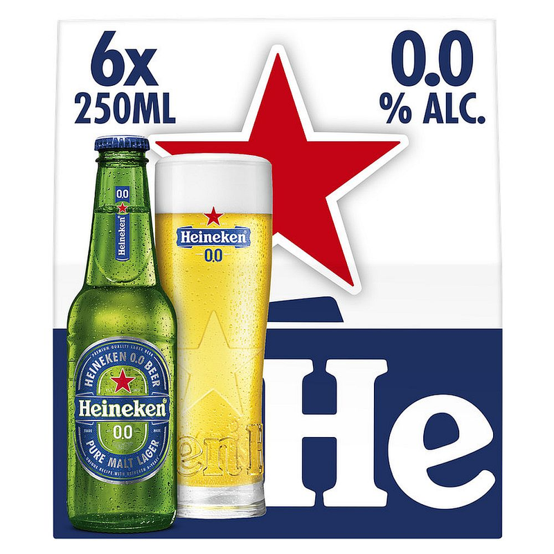 Heineken Premium Pilsener 0.0 Bier Draaidop Fles 6 x 250ml