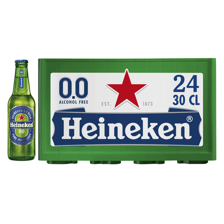Heineken Premium Pilsener 0.0 Bier Fles Krat 24 x 30 cl