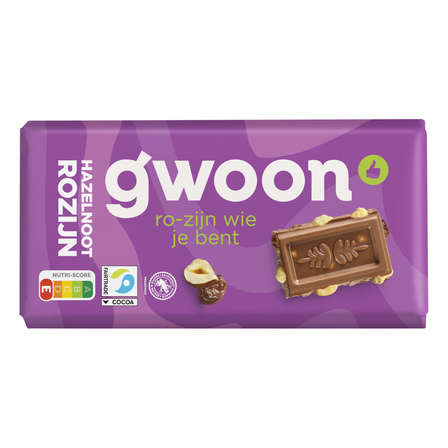 g'woon Rozijn Hazelnoot Melkchocolade