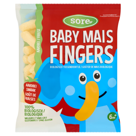 Sore Baby Mais Fingers Aardbei 6+ Maanden