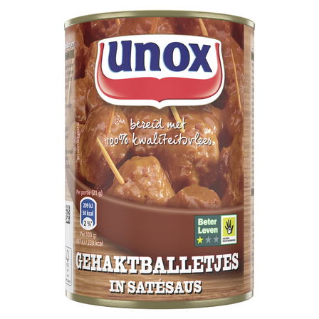 Unox gehaktballetjes in satesaus