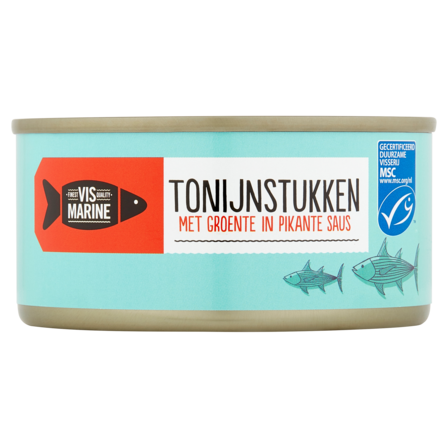 Vis Marine Tonijnstukken met Groente in Pikante Saus