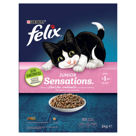 PURINA® Felix®  Sensations Junior met Kip en Kalkoen, met Melk en met Groenten 1000g