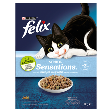 PURINA® Felix® Senior Sensations van Kip en Kalkoen en met  Groenten  1000g