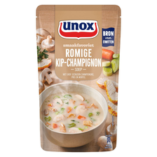 Unox Romige Kip Champignon Soep met Grofgesneden Champignons, Prei en Wortel