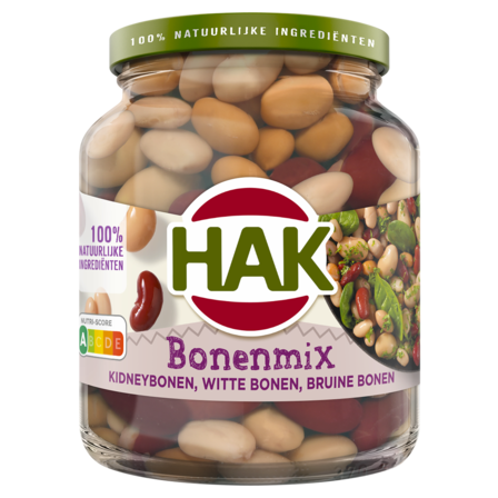 Hak Bonenmix Kidneybonen, Witte Bonen, Bruine Bonen 370 g