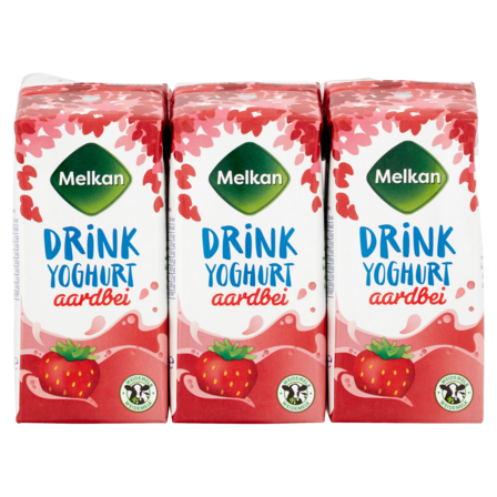 Melkan Drinkyoghurt Aardbei 6 x 200 ml