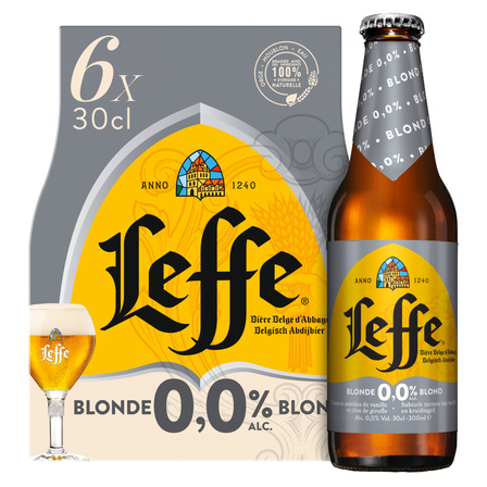 Leffe Belgisch Abdijbier Blond 0,0% Flessen 6 x 30 cl