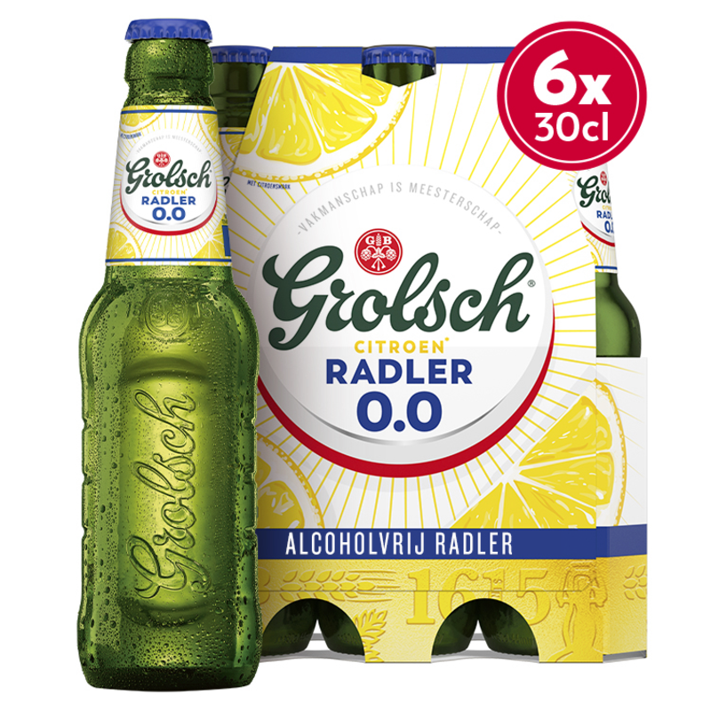 Grolsch - Citroen Radler - 0.0% Alcoholvrij - Fles - 6 x 300ML