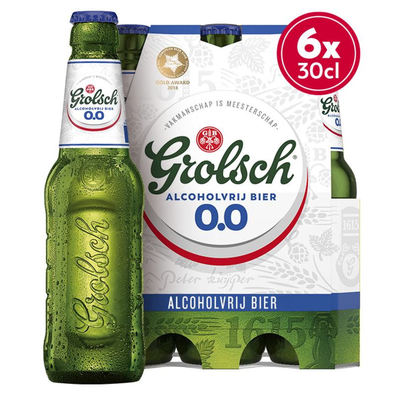 Grolsch Alcoholvrij Bier 0.0 Fles 6 x 300ml