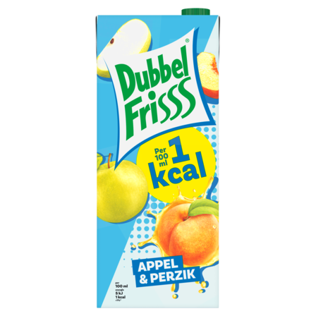 DubbelFrisss 1kcal Appel-Perzik 1,5 L