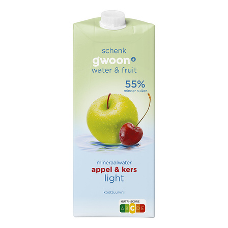 g'woon Mineraalwater Appel & Kers Light