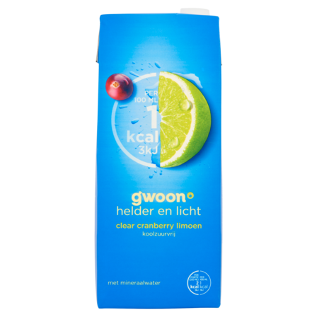 g'woon Clear Cranberry Limoen 1,5 L