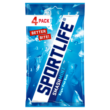 Sportlife Smashmint Suikervrij Kauwgom 4-Pack 4 x 18 g