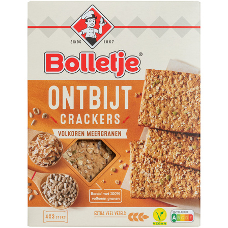 Bolletje Ontbijtcrackers Volkoren Meergranen 4 x 3 Stuks 250 g