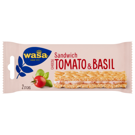 Wasa Roomkaas, tomaat en basilicm sandwich