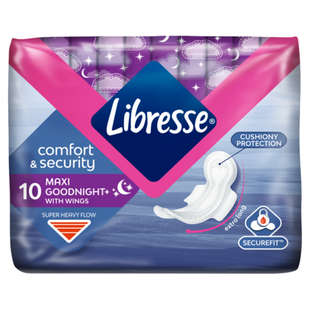 Libresse Maxi Goodnight Wings Maandverband 10 Stuks