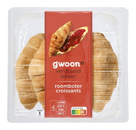 g'woon Roomboter Croissants 4 x 45 g