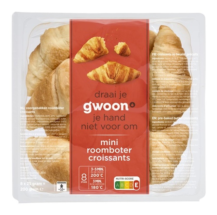 g'woon Mini Roomboter Croissants 8 x 25 g