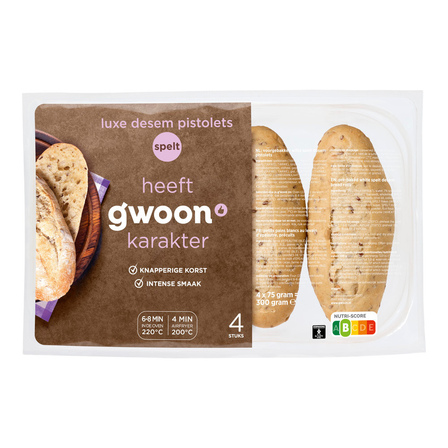 g'woon Rustiek Desem Pistolets Spelt 4 x 75 g