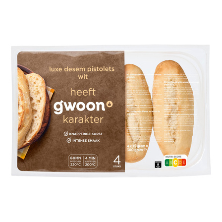 g'woon Rustiek Desem Pistolets Wit 4 x 75 g