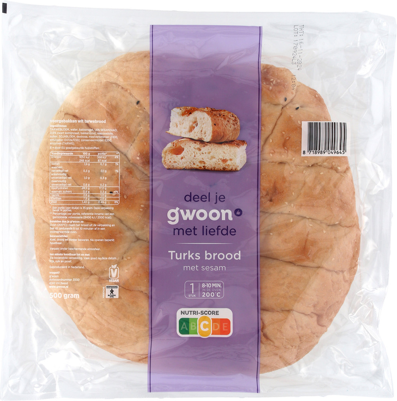 G'woon turks brood 500gr.