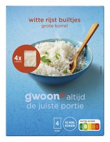 g'woon Witte Rijst Builtjes Grote Korrel 4 x 75 g