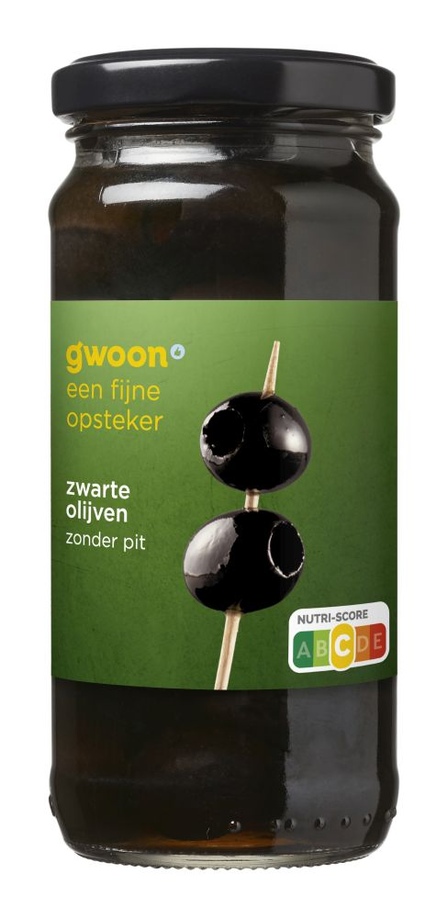 g'woon Zwarte Olijven Zonder Pit 220 g