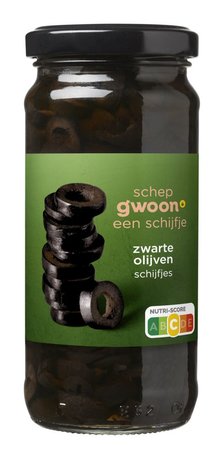 g'woon Zwarte Olijven Schijfjes 220 g