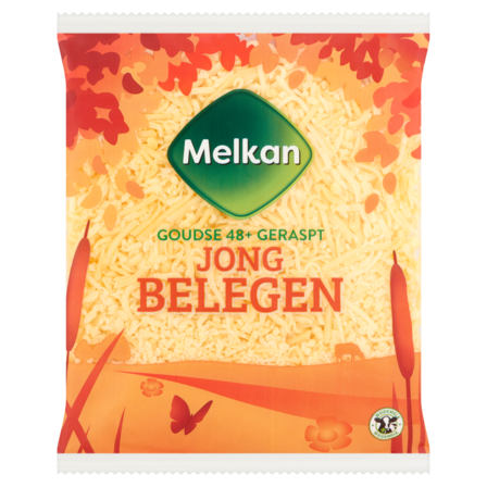 Melkan Goudse 48+ Geraspt Jong Belegen Kaas 175 g