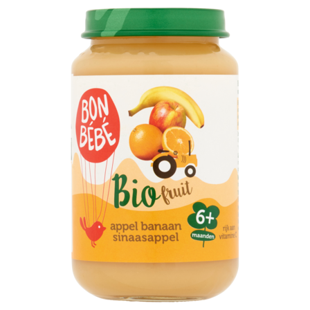 Bonbébé Bio Fruit Appel Banaan Sinaasappel 6+ Maanden 200 g