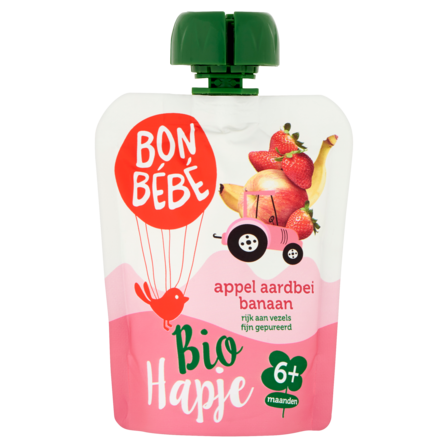 Bonbébé Bio Hapje Appel Aardbei Banaan 6+ Maanden 90 g