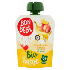 Bonbébé Appel Perzik Banaan Pouch 6 Maanden 90 g