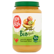 Bonbebe Bio Fruit Perzik Appel Banaan Kiwi 12+ Maanden