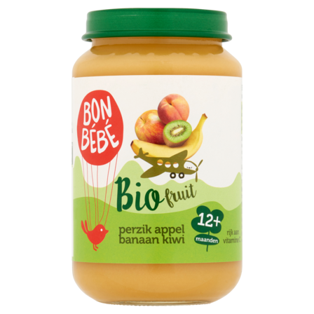 Bonbebe Bio Fruit Perzik Appel Banaan Kiwi 12+ Maanden
