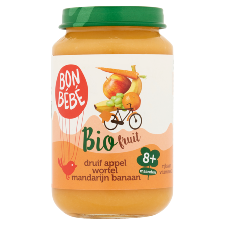 Bonbebe Bio Fruit Druif Appel Wortel Mandarijn Banaan 8+ Maanden
